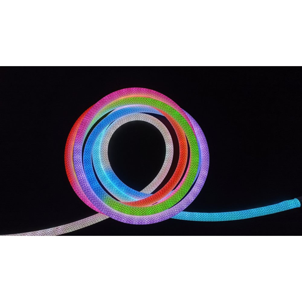 3m RGBIC Neon flex slange med Bluetooth App og fjernbetjening - Vævet reb, USB-opladning - Komplet sæt til lysdekorationer.