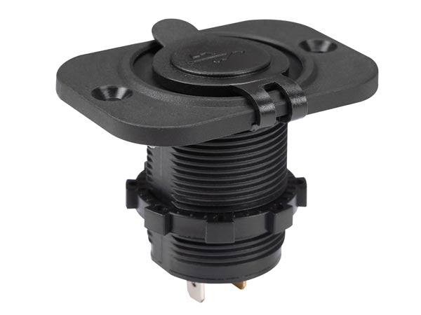 USB biladapter til panelmontage - 12/24V ind > 2 x USB 5V ud