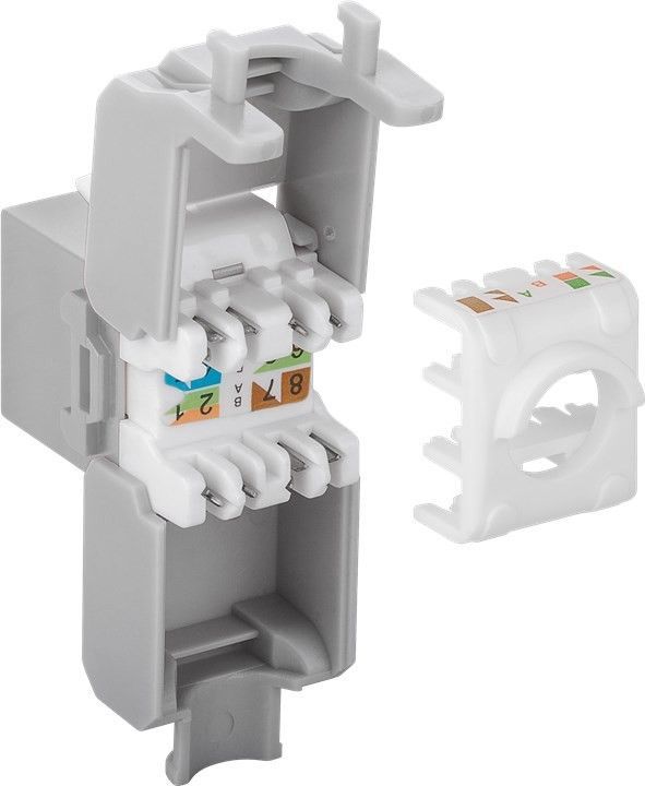Keystone RJ45 fatning - CAT6a uskærmet, Grå (Toolless)