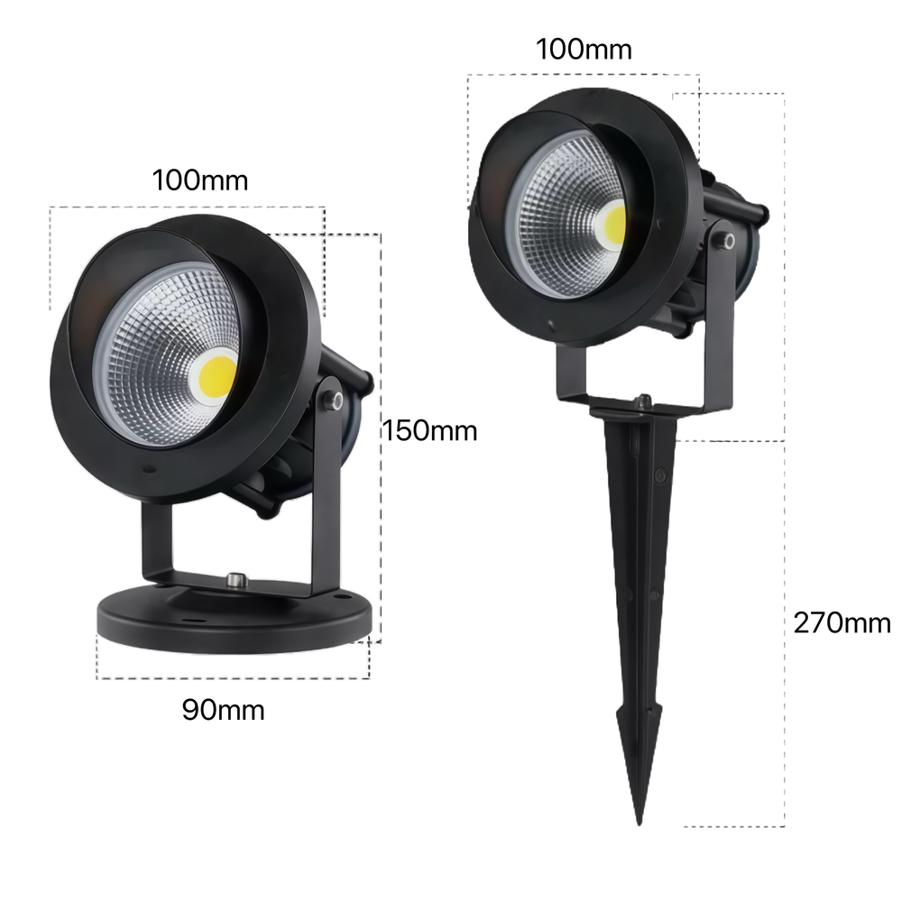 20W LED have lampe med spyd, sort finish og IP65 beskyttelse - velegnet til udendørs brug, 1700lm, RA82, 24V input