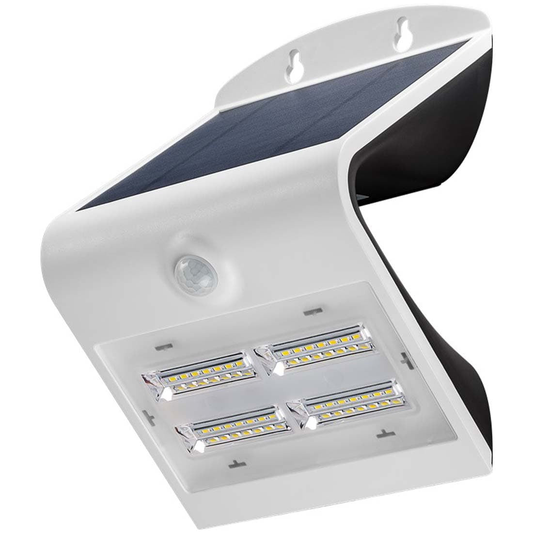 Udendørs solcelle væglampe m. PIR sensor - 3,2W Hvid