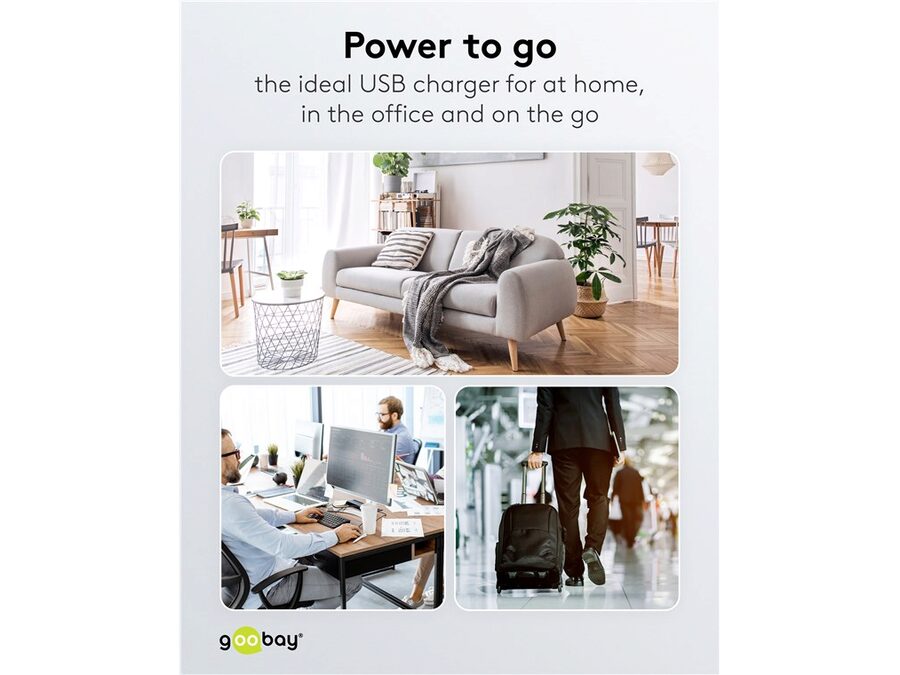 USB-C/A lynlader PD GaN (C45W) + (A12W), Hvid