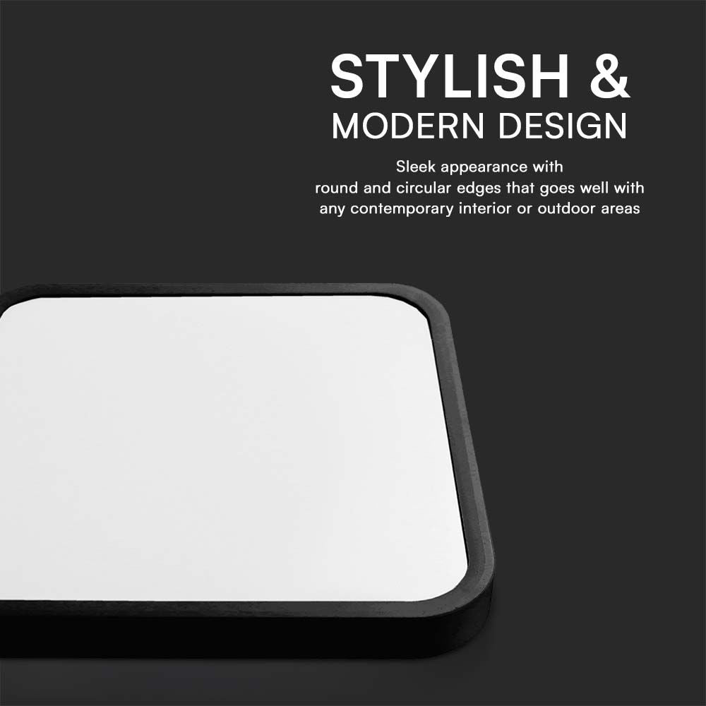 18W Sort Firkantet LED Loftlampe med Samsung Chip, 3000K, IP44 - 5 års garanti