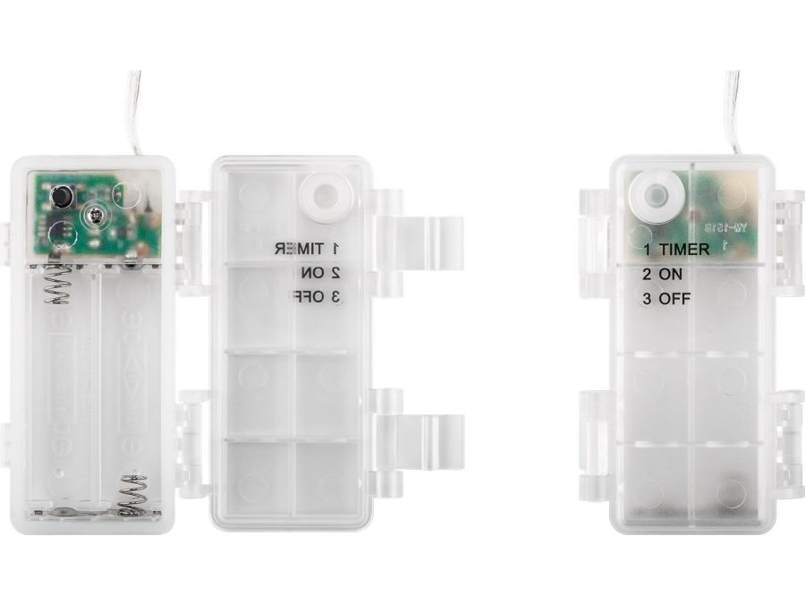 LED lyskæde - 2 x 20 LEDs, varm hvid, timer (1,05m)