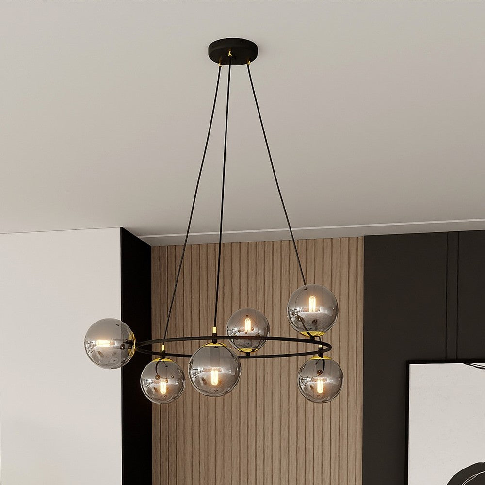 Azura 6 Sort/Grafit pendellampe - Ø14 cm, E14, 230V, uden lyskilde - Max 10W