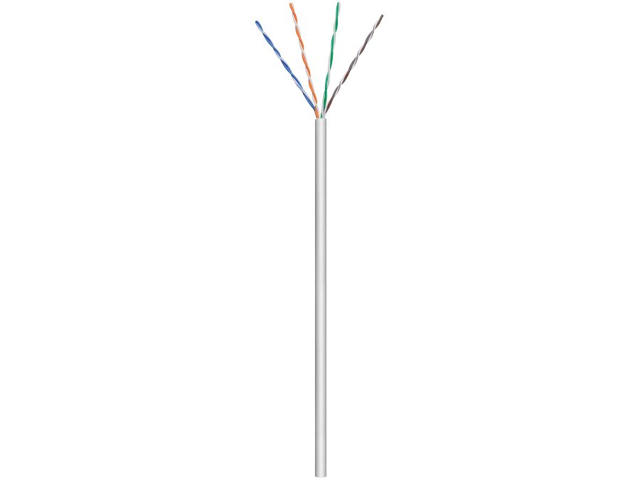 UTP netværkskabel - CAT5e, massiv CCA, Grå (100m rulle)