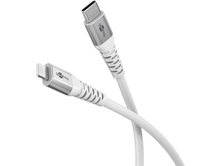 USB-C til Lightning Supersoft PD Tekstilkabel, 3A, Hvid (3m)