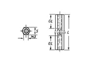 Afstandsmøtrik - 15mm stål, hun til hun (M2,5)