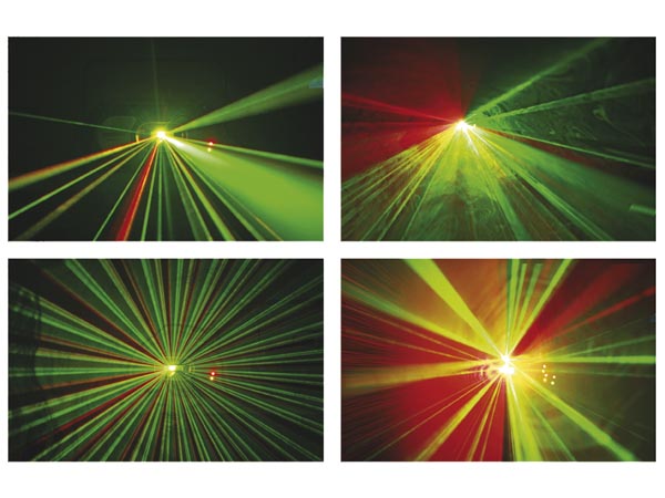 3 farve lasereffekt, 100mW, 9 DMX kanaler