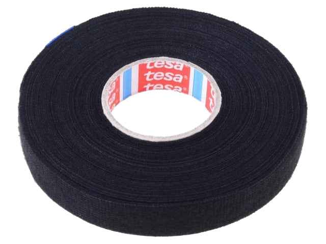 Lærredstape - 15mm bred / 250µm, 105°C, Sort (25m)