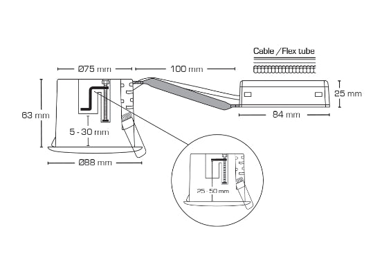 Pro Combi Install m. GU10 fatning - mat sort