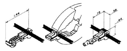 Strømtyv m. 6,35mm spadefatning - For 0,8-1,5mm² ledn., Blå