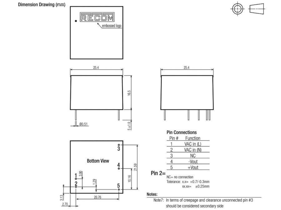 Printstrømforsyning - 12VDC / 416mA / 5W, indkapslet