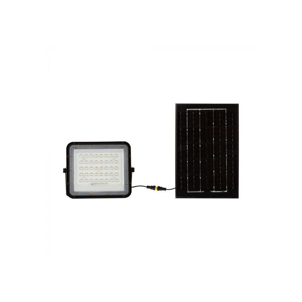 V-Tac 40W Solcelle projektør LED - Sort, inkl. solcelle, fjernbetjening, indbygget batteri, IP65 - 6W, 400lm, RA80, IP65
