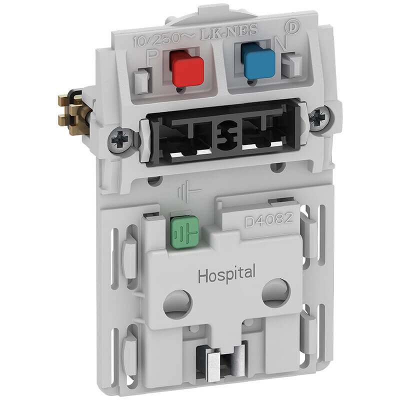 Fuga stikk. hospital 2-pol m/jord med afbryder 1m½