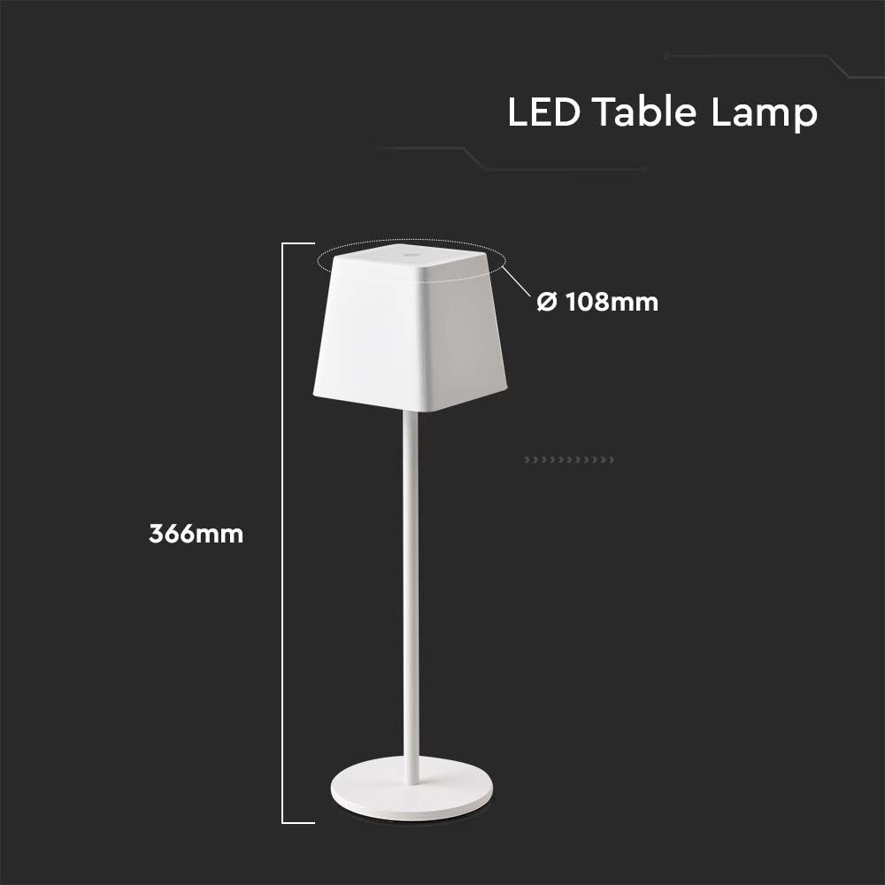2W LED Bordlampe - 3000K, Hvid, Husdesign