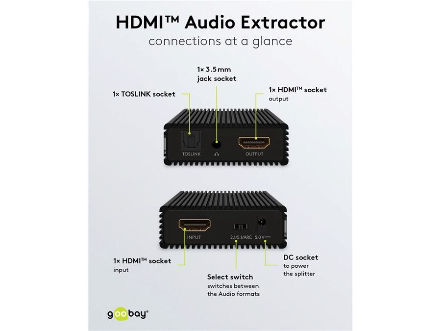 HDMI audio extractor - 2.0-/5.1-kan., ARC, S/PDIF/3.5mm