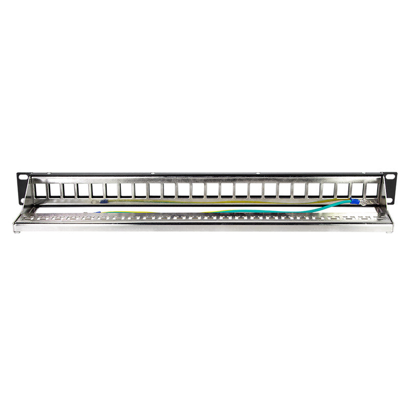 19" Patch panel - 1U, 24 x keystone porte, Sort