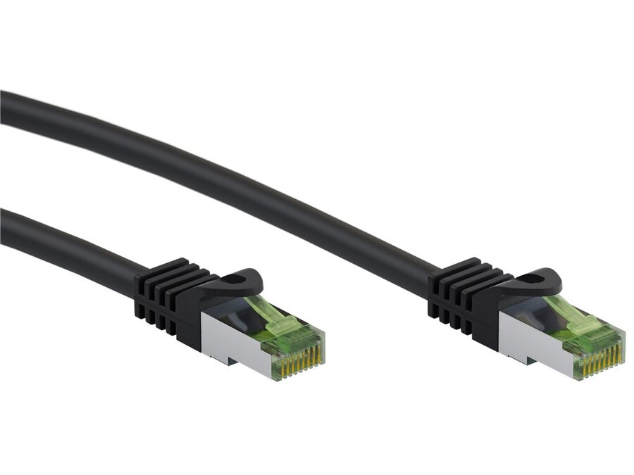 CAT8.1 netværkskabel - S/FTP (PiMF) LSZH, CU, Sort (1m)