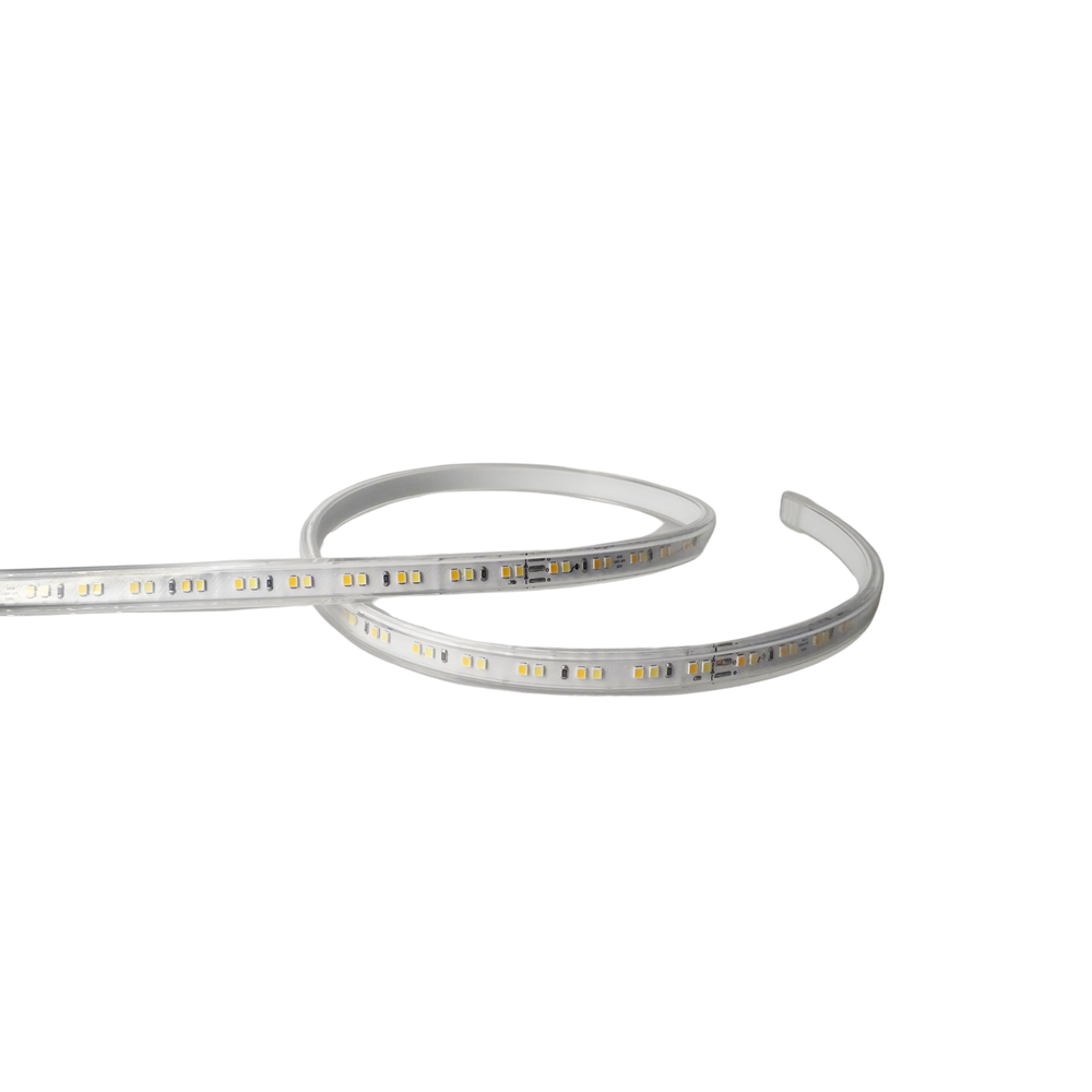 230V 5m Vandtæt CCT Strip med 120 LED, 7W/m, IP67, Kan Klippes hver 20cm