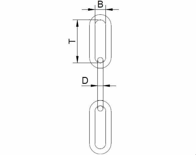 Kæde, langl. svejst, A2 rustfri stål 5mm (metervare)
