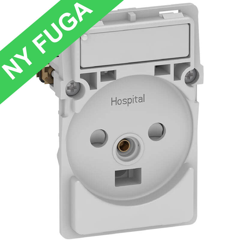 Fuga stikk. hospital 2-pol m/jord og LED lampe 1½m