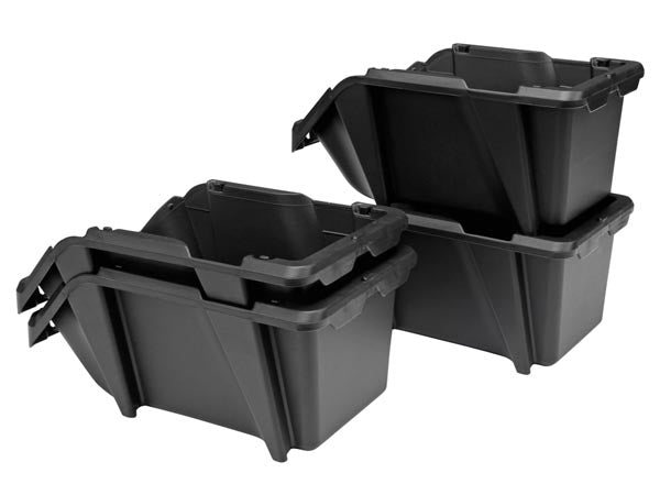 Plast lagerkassesæt m. vægbeslag, Sort - 103x165x75mm