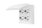 Simon X4 Firedobbelt Schuko-stikkontakt med sikkerhedslukkere, samme farve klap og dæksel, 16 A, 250