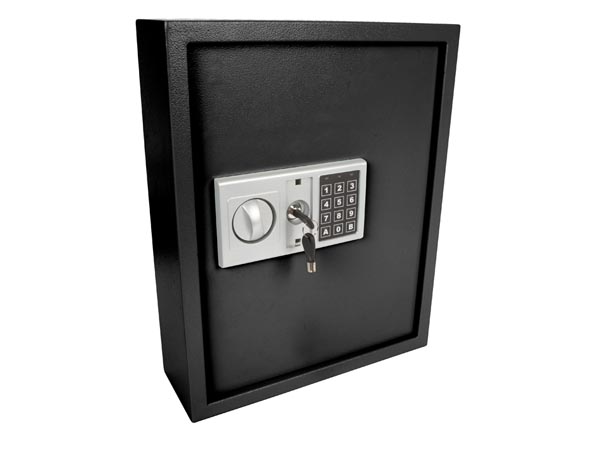 Nøgleskab m. lås - til 71 nøgler, 45x36x12cm, Sort