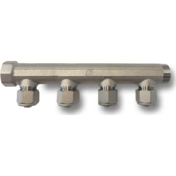 3/4" Brugsvandsfordelerrør TEA, 15/10 mm, cc50, messing 4 afg