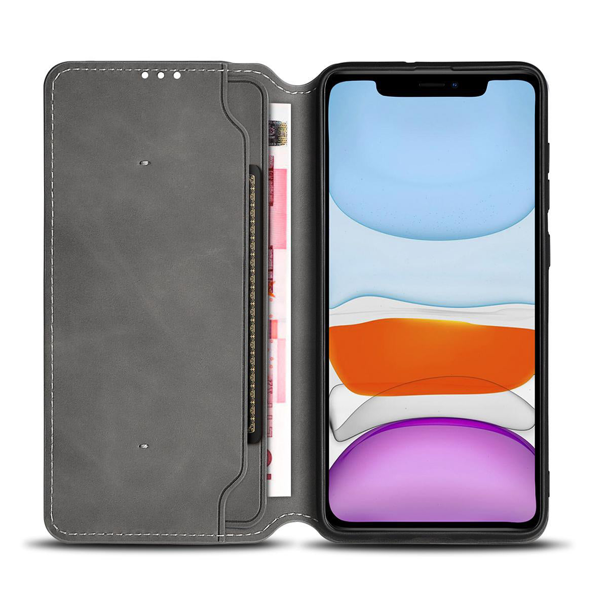 Blødt lommebogs cover til Apple iPhone 11 - Sort