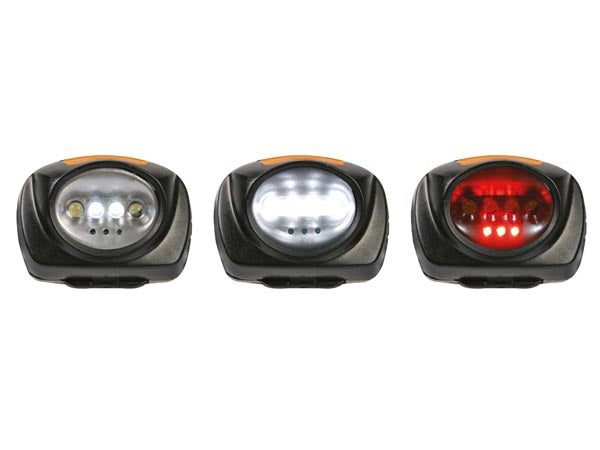 Pandelampe - 2-i-1 lampe, 4 hvide og 3 røde LEDs