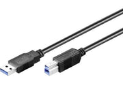 USB 3.0 kabel - A han til B han, Sort (1,8m)
