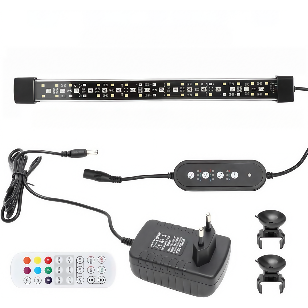 20 cm akvarie armatur med 8W LED-lys i RGB+NW og IP68 beskyttelse