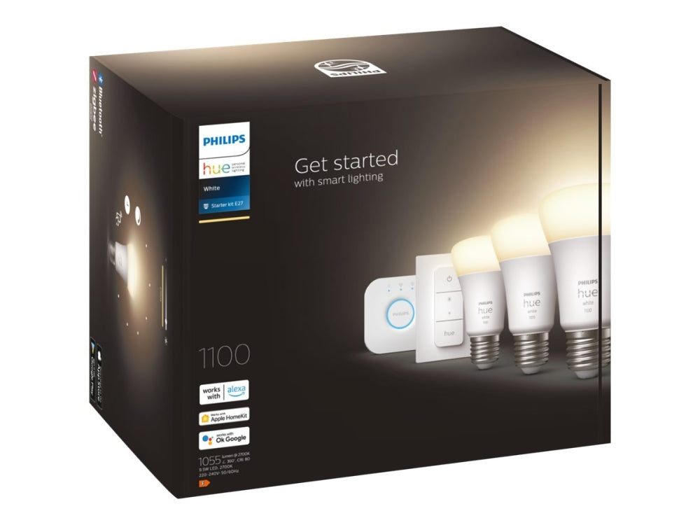 HUE White Starter Kit - 3 x 9,5W E27 A60 LED pære (BT)