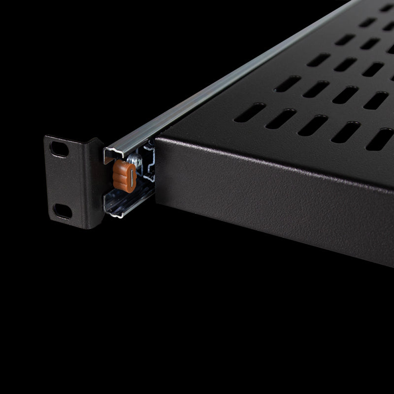 Udtrækshylde til 19" Rackskab - D:800mm, Sort