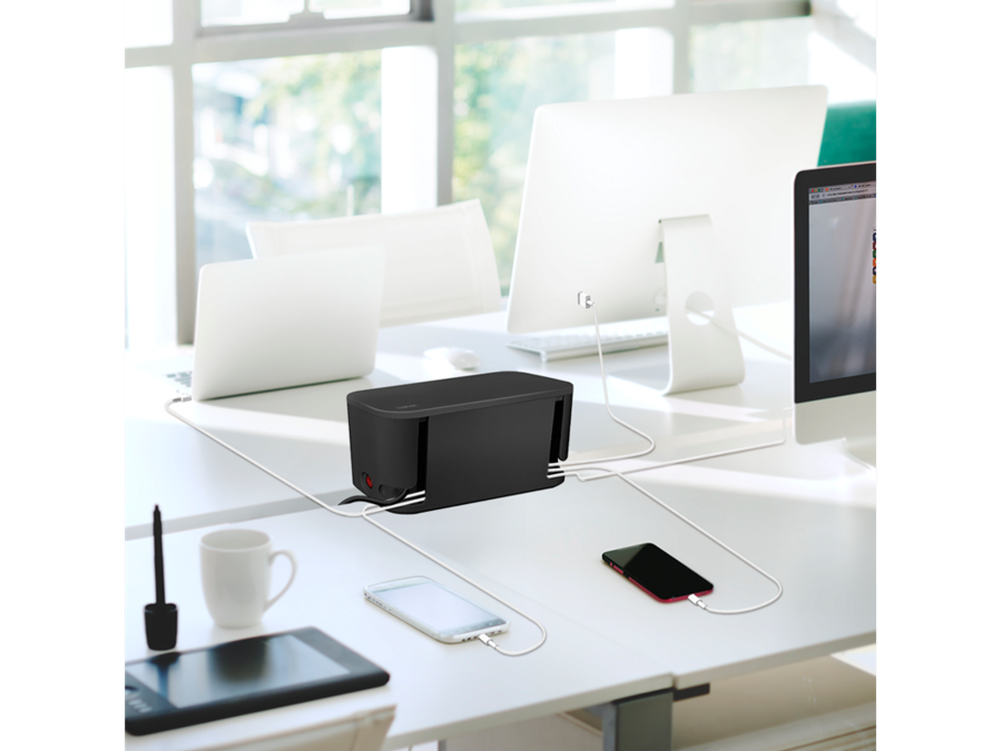 Kabelskjuler boks inkl. stikdåse - 285 x 145 x 130mm, Sort