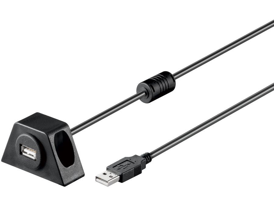 USB 2.0 forlængerkabel - A han til A hun, Sort, mont. (5m)
