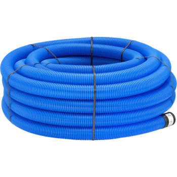 Uponor 92/80 mm PE-drænrør med 2,3 x 7 mm slids, 50 m, blå