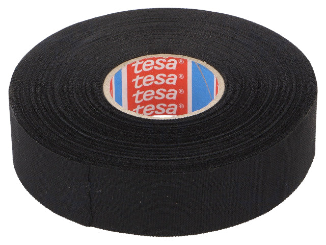 Lærredstape - 25mm bred / 320µm, 150°C, Sort (25m)