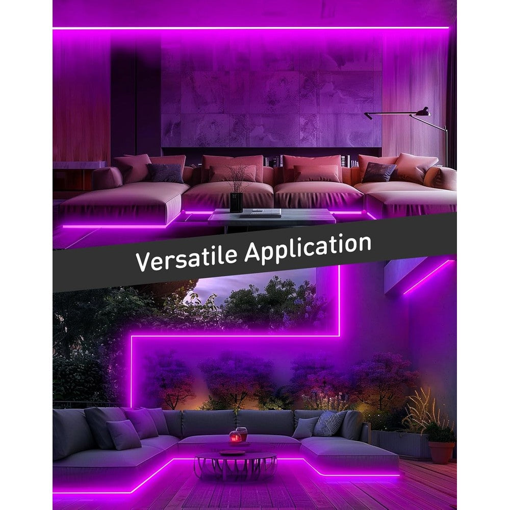 Vandtæt Lilla Neon COB strip - 5 meter, 230V, IP67, 288 LED, 11,5W/m, kan klippes hver 10cm