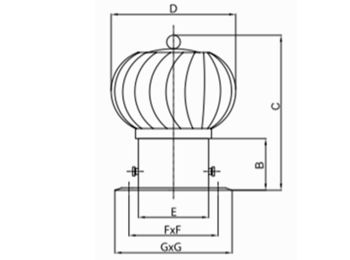 Roterende skorstenshætte - Ø200mm, Rustfri stål