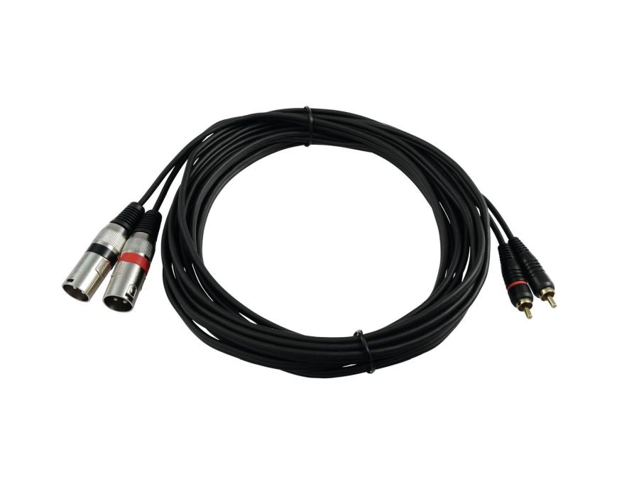 Prof. audiokabel - 2 x XLR han > 2 x RCA(Phono) han (3m)