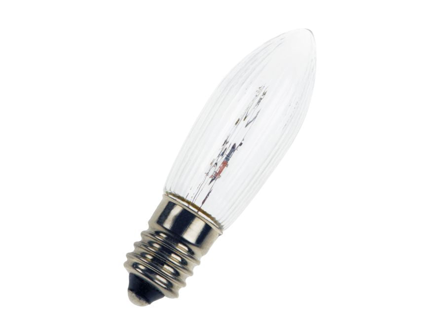 Julelampe - 14V / 3W E10 sokkel, 14x45mm, Hvid (1 stk.)