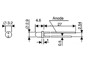 3mm 12V LED - Rund, GRØN diffus (20mcd 40°)
