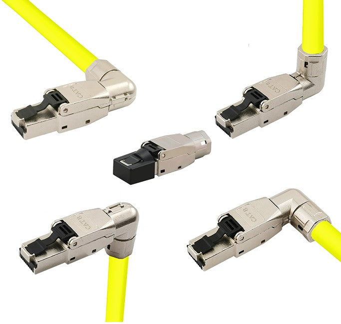 RJ45 industrielt netværksstik - CAT8.1 skærmet vinklet