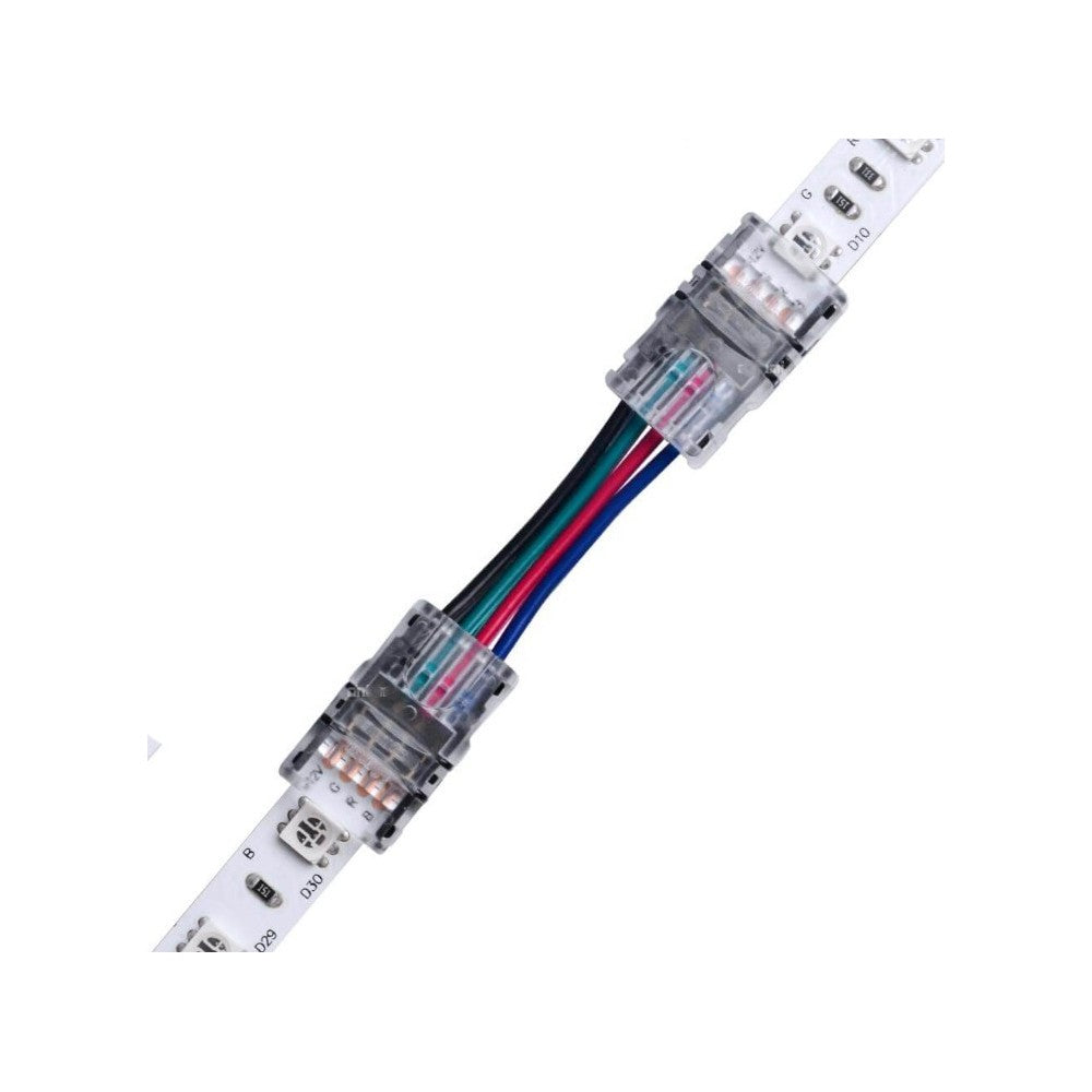 Samler med ledning til LED strip - 10mm, RGB, IP20, 5V-24V