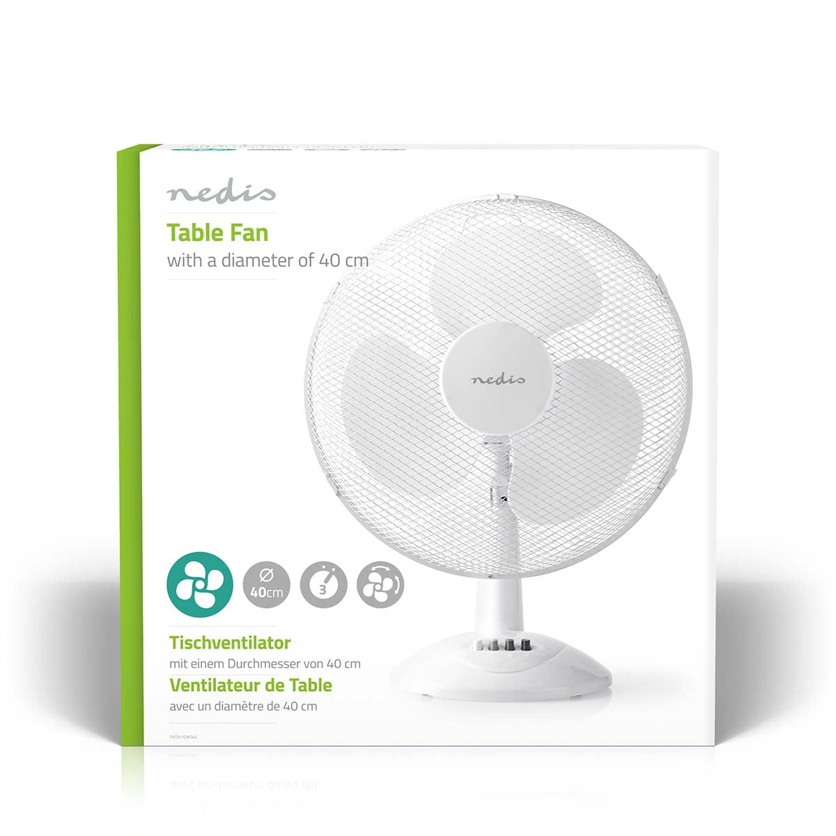 Bordventilator - Ø40cm, 230V 45W, 3 hast., Hvid