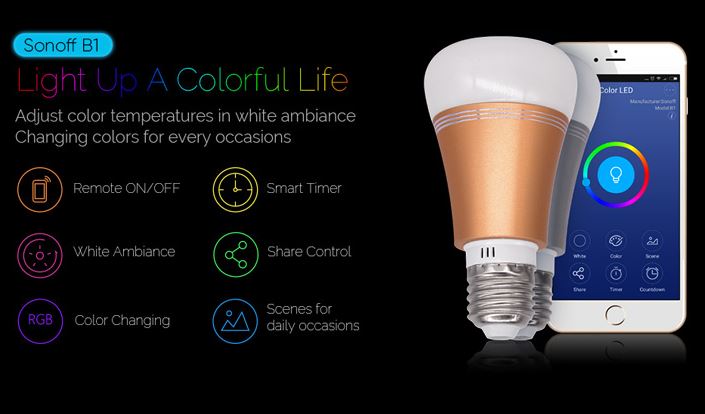 B1 - 6W dæmpbar RGB LED pære, E27 sokkel