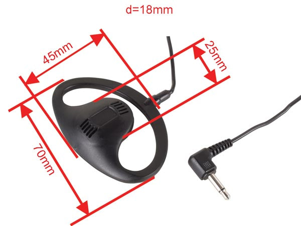 Ørehængt hovedsæt - 3,5mm mono JACK (1,2m)
